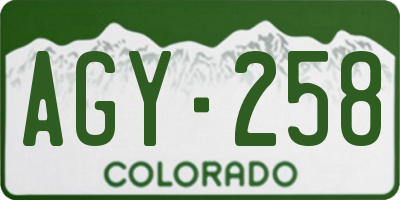 CO license plate AGY258