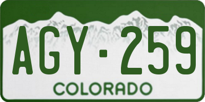 CO license plate AGY259