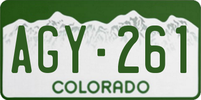 CO license plate AGY261