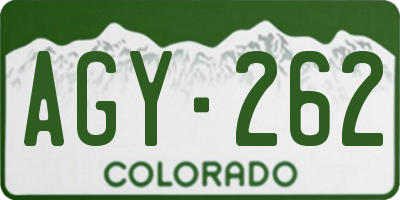 CO license plate AGY262