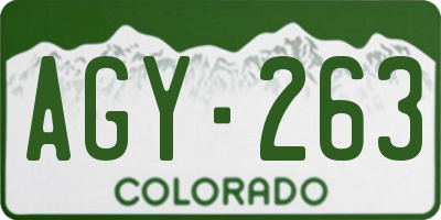 CO license plate AGY263