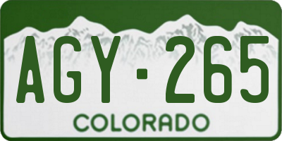 CO license plate AGY265