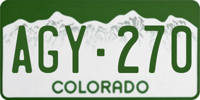 CO license plate AGY270