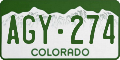 CO license plate AGY274