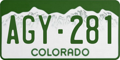 CO license plate AGY281