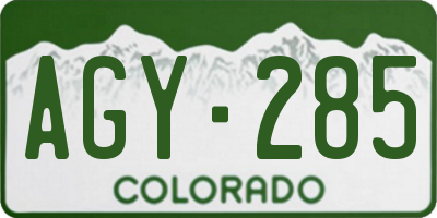 CO license plate AGY285
