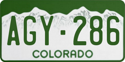 CO license plate AGY286