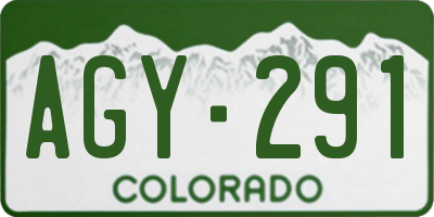 CO license plate AGY291