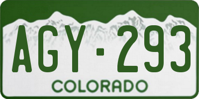 CO license plate AGY293
