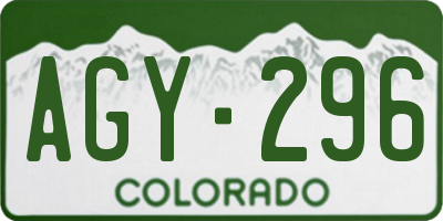 CO license plate AGY296