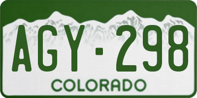 CO license plate AGY298