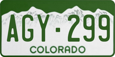 CO license plate AGY299