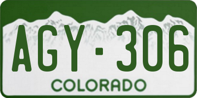 CO license plate AGY306