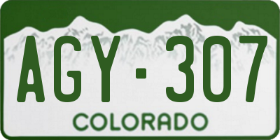 CO license plate AGY307