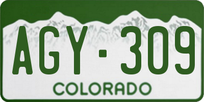 CO license plate AGY309