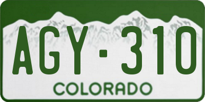 CO license plate AGY310