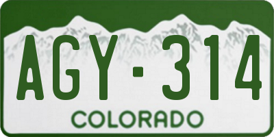 CO license plate AGY314