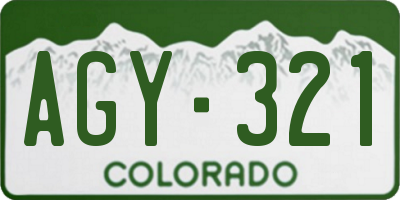 CO license plate AGY321