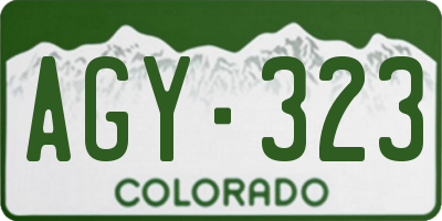 CO license plate AGY323