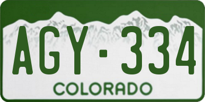 CO license plate AGY334