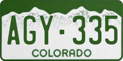 CO license plate AGY335