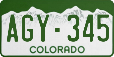 CO license plate AGY345