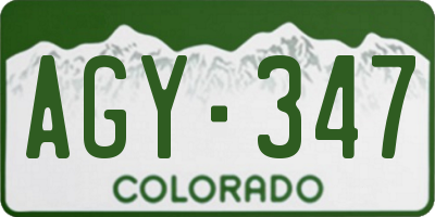 CO license plate AGY347