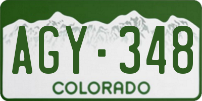 CO license plate AGY348
