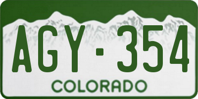 CO license plate AGY354