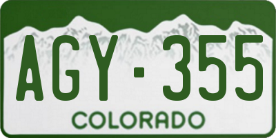 CO license plate AGY355