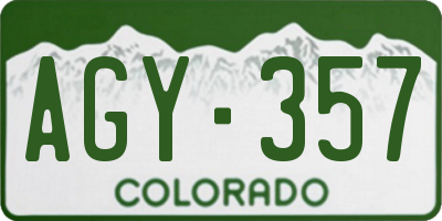 CO license plate AGY357