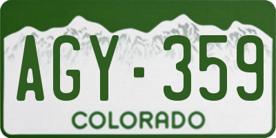 CO license plate AGY359