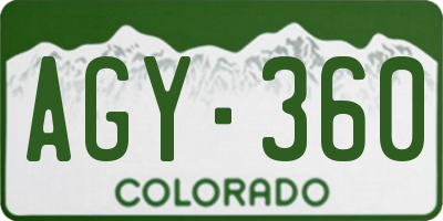 CO license plate AGY360