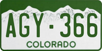 CO license plate AGY366