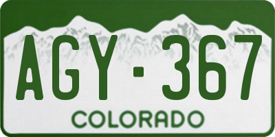 CO license plate AGY367