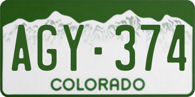 CO license plate AGY374