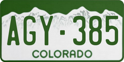 CO license plate AGY385