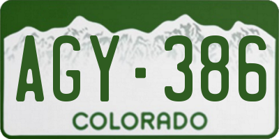 CO license plate AGY386