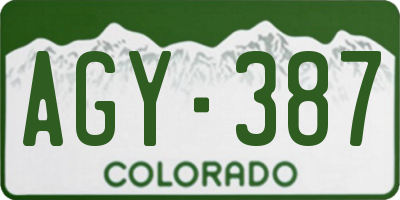 CO license plate AGY387