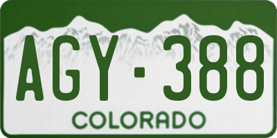 CO license plate AGY388
