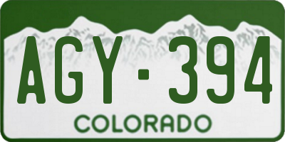 CO license plate AGY394
