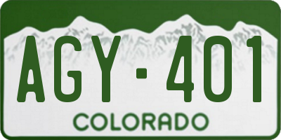 CO license plate AGY401