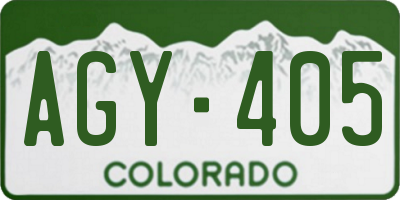 CO license plate AGY405