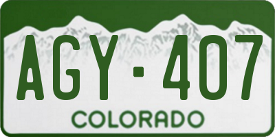 CO license plate AGY407