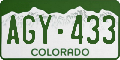 CO license plate AGY433