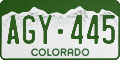CO license plate AGY445