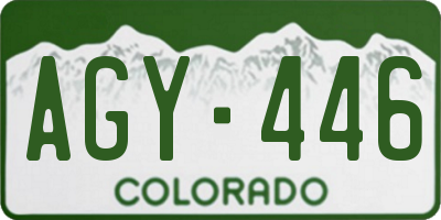 CO license plate AGY446