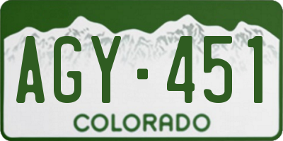 CO license plate AGY451