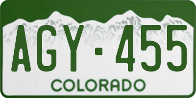 CO license plate AGY455