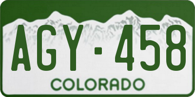 CO license plate AGY458